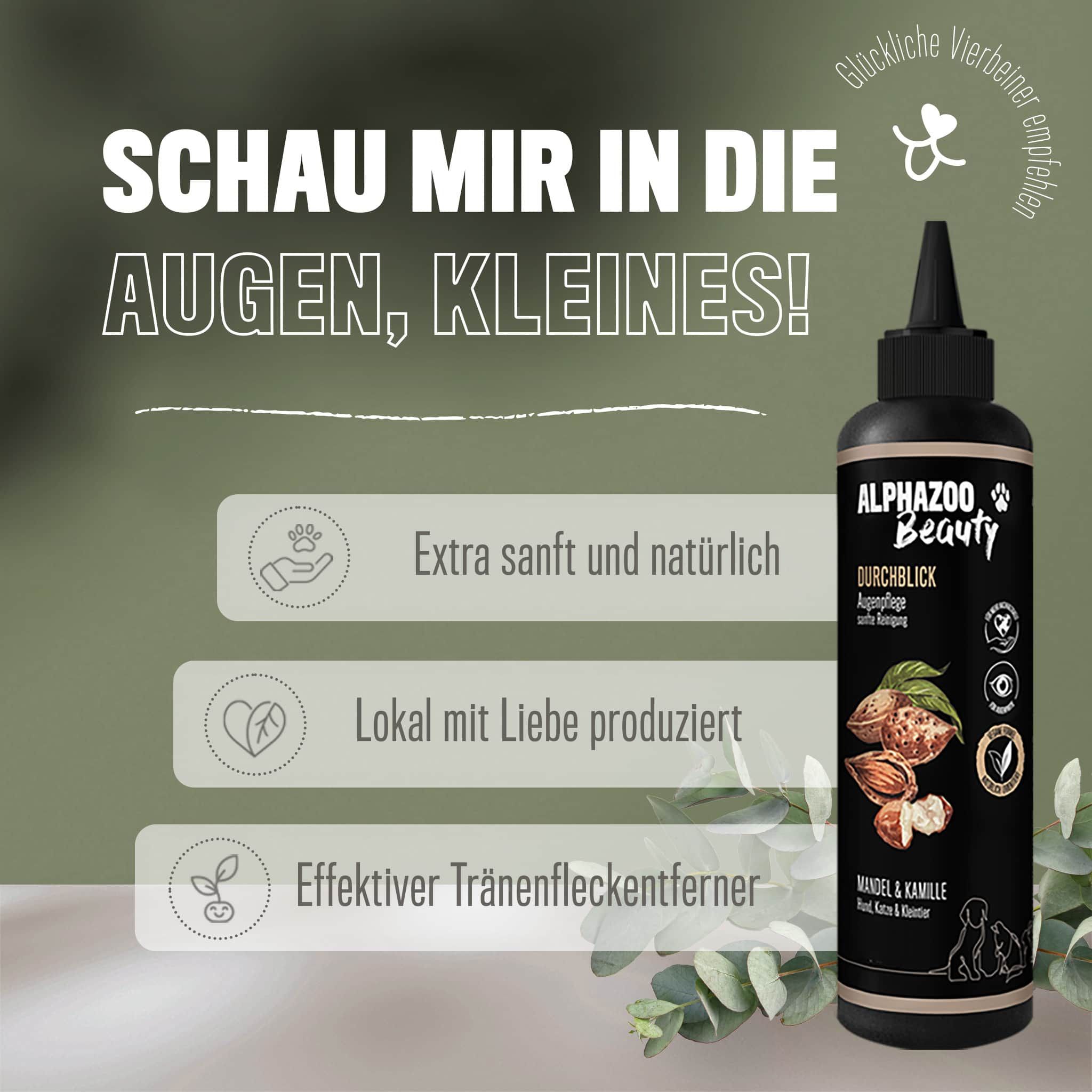 ALPHAZOO Durchblick Augenpflege für Hunde, Katzen & alle Tiere I Sanfter Augenreiniger