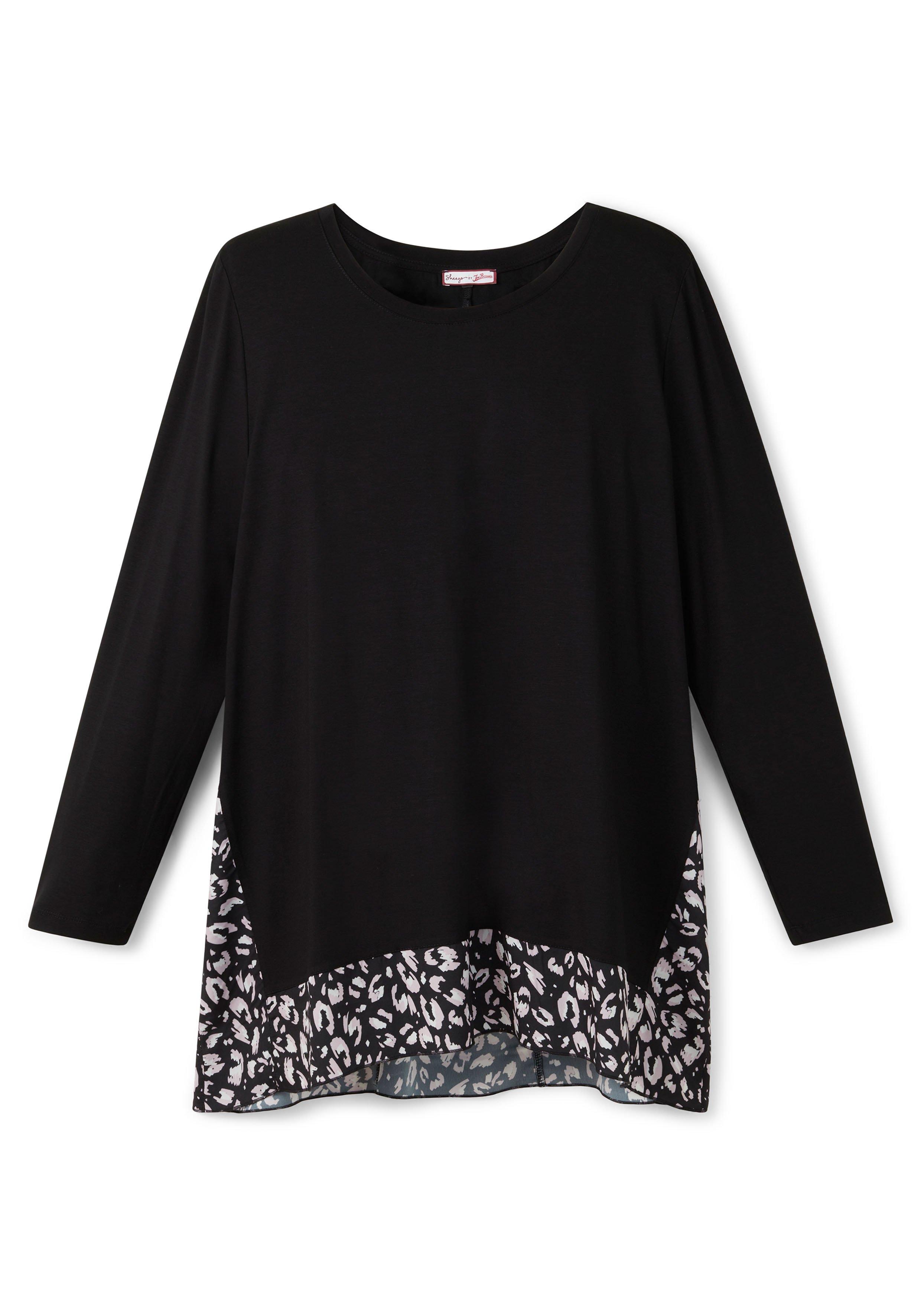 Longshirt mit floral bedruckten Einsätzen