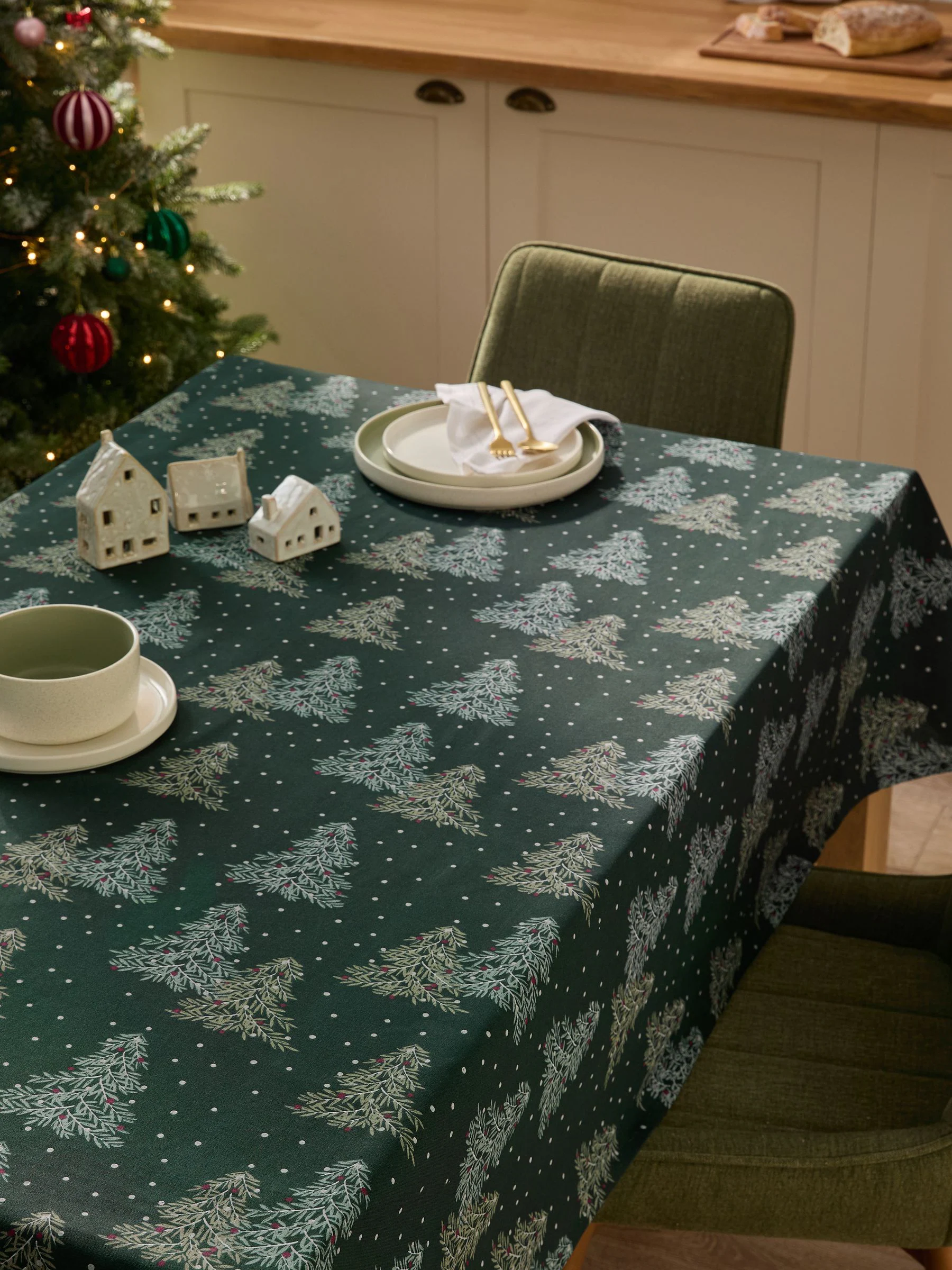 Tafelkleed met kerstboommotief