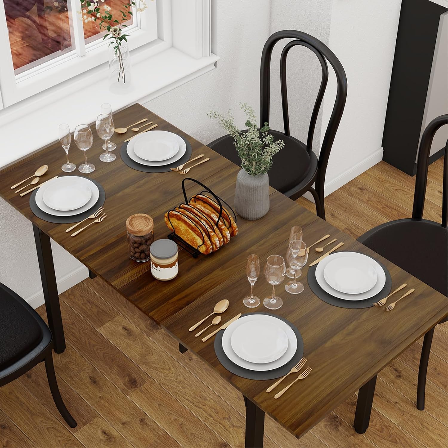ARTETHYS Esstisch Ausziehbar 110/149x70 cm, Moderner Küchentische Esszimmertisch, Rechteckiger Tischplatte für 4-6 Personen, Holztisch mit Metallbeinen, Tisch für Esszimmer, Küche, Wohnzimmer