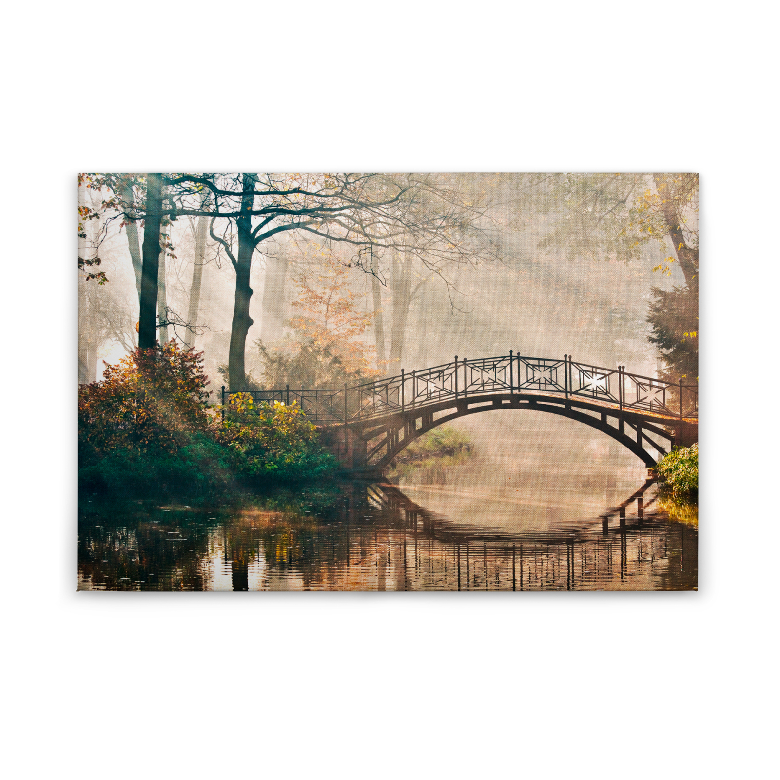 Leinwandbild WALDPARK - beige-grün - 90x60 cm