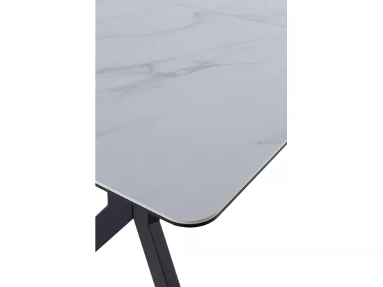 Table à rallonge en céramique blanche avec pieds en métal 160/210x90