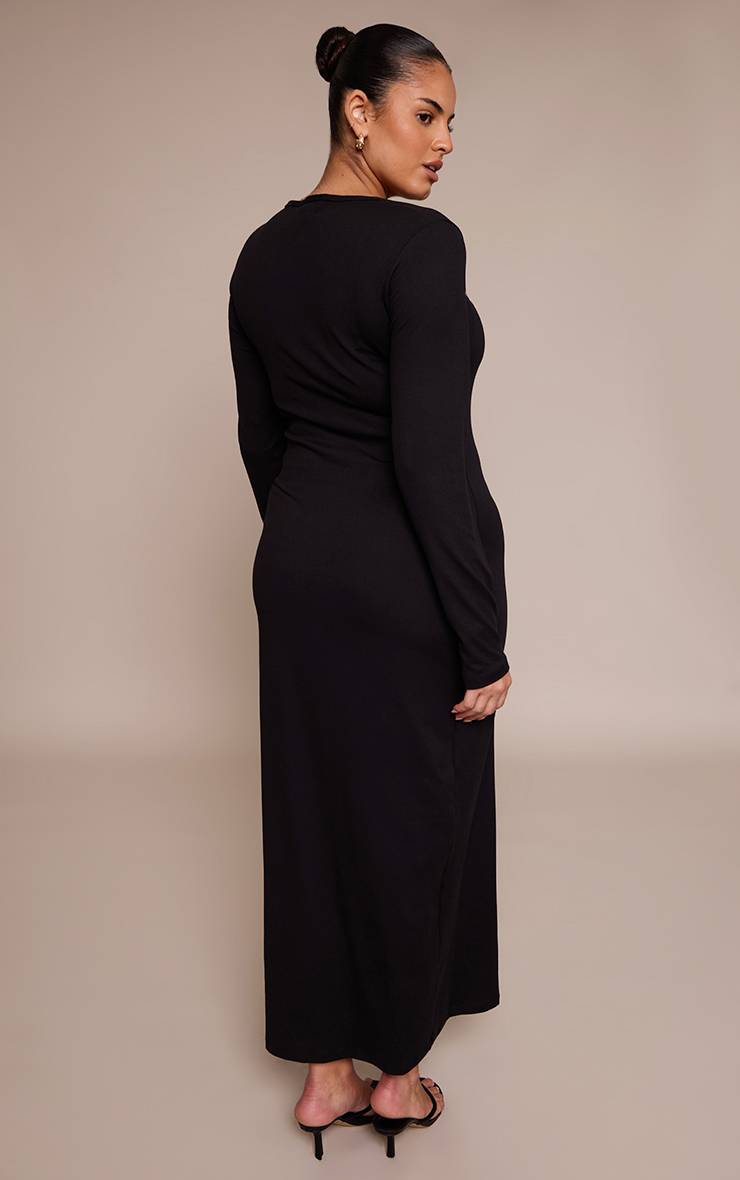 Noir Robe Maxi Grande Taille Sculptante À Encolure Carrée