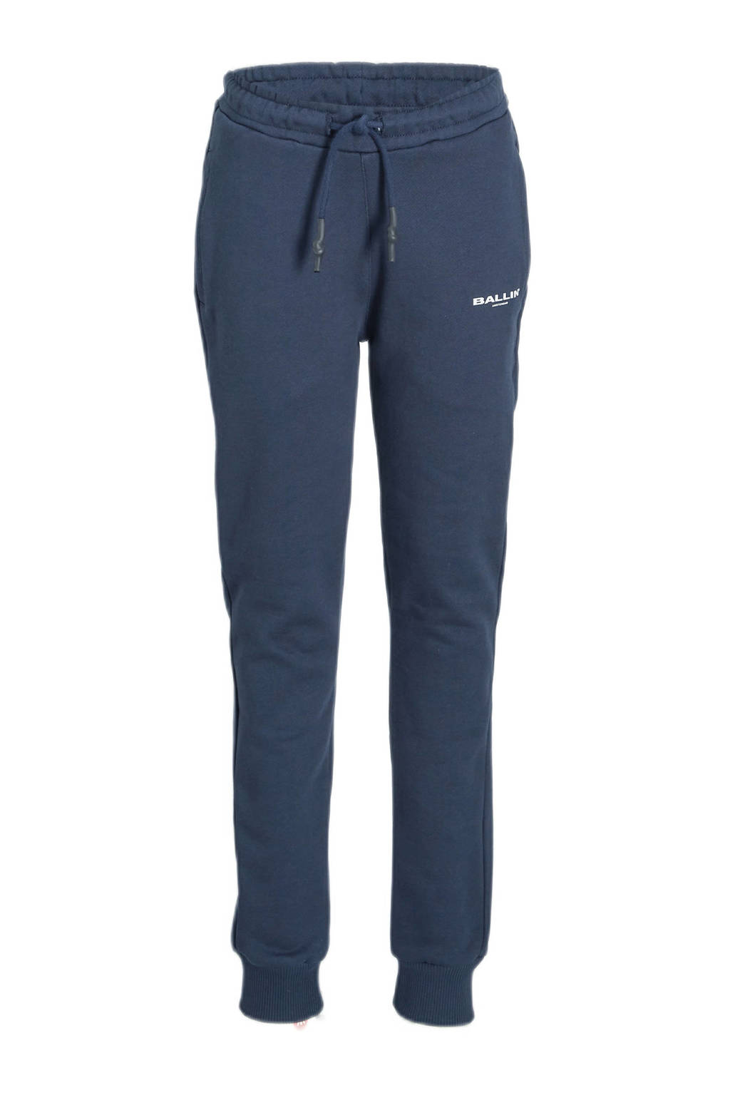 slim fit joggingbroek van katoen blauw