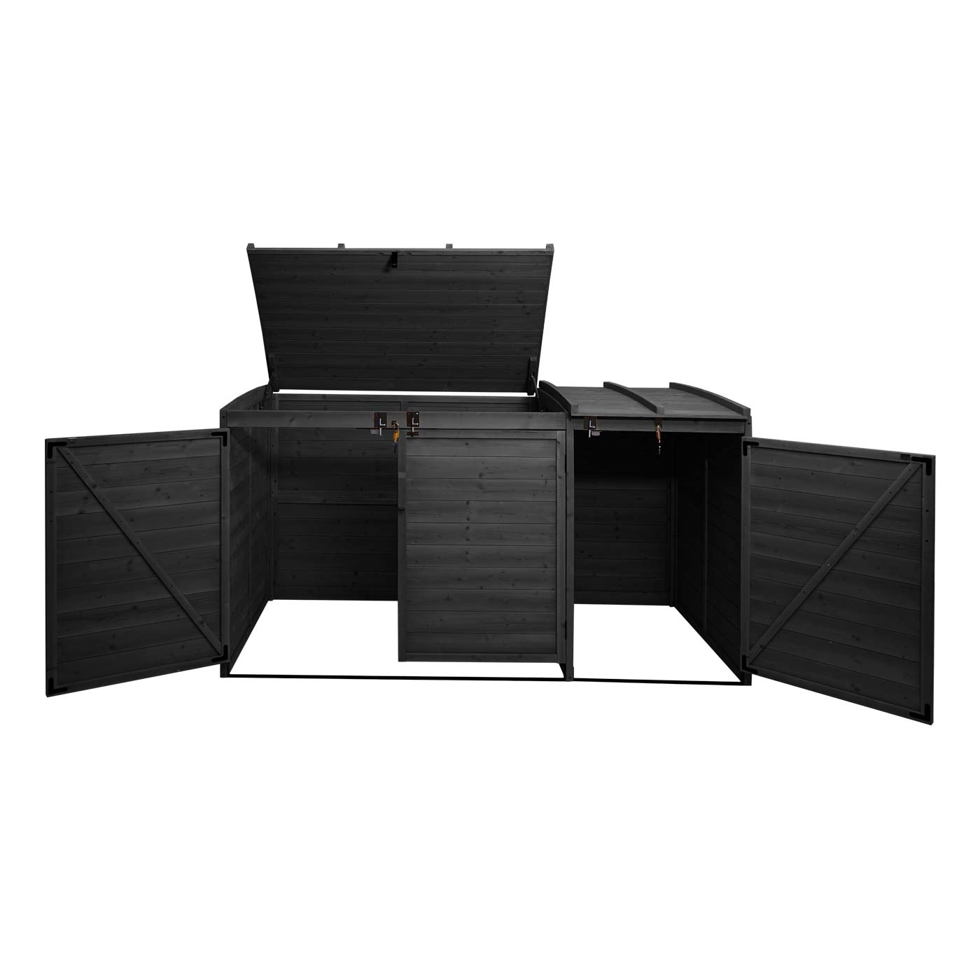 XL 3er-/6er-Mülltonnenverkleidung MCW-H75b, Mülltonnenbox, erweiterbar 138x207x105cm Holz MVG-zertifiziert ~ anthrazit