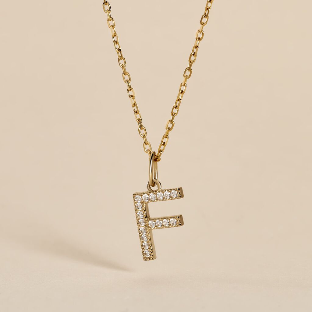 Pendentif Lettre F Or Jaune Oxyde