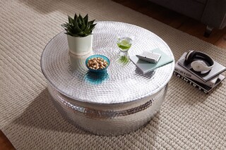 Beistelltisch rund 75 cm Silberfarbig