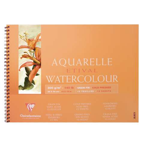 Clairefontaine ETIVAL Aquarell-Spiralblock, Feinkorn