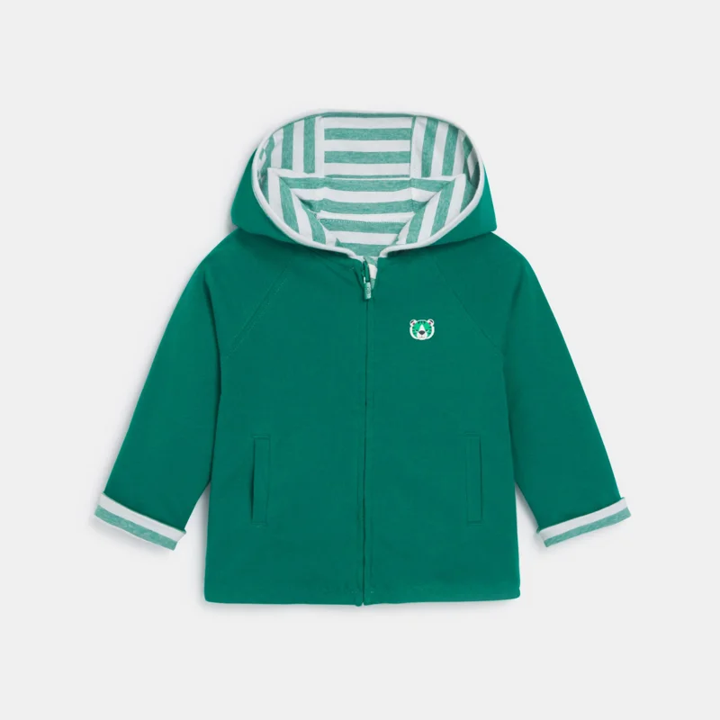 Gilet zippé réversible à capuche vert bébé garçon Vert