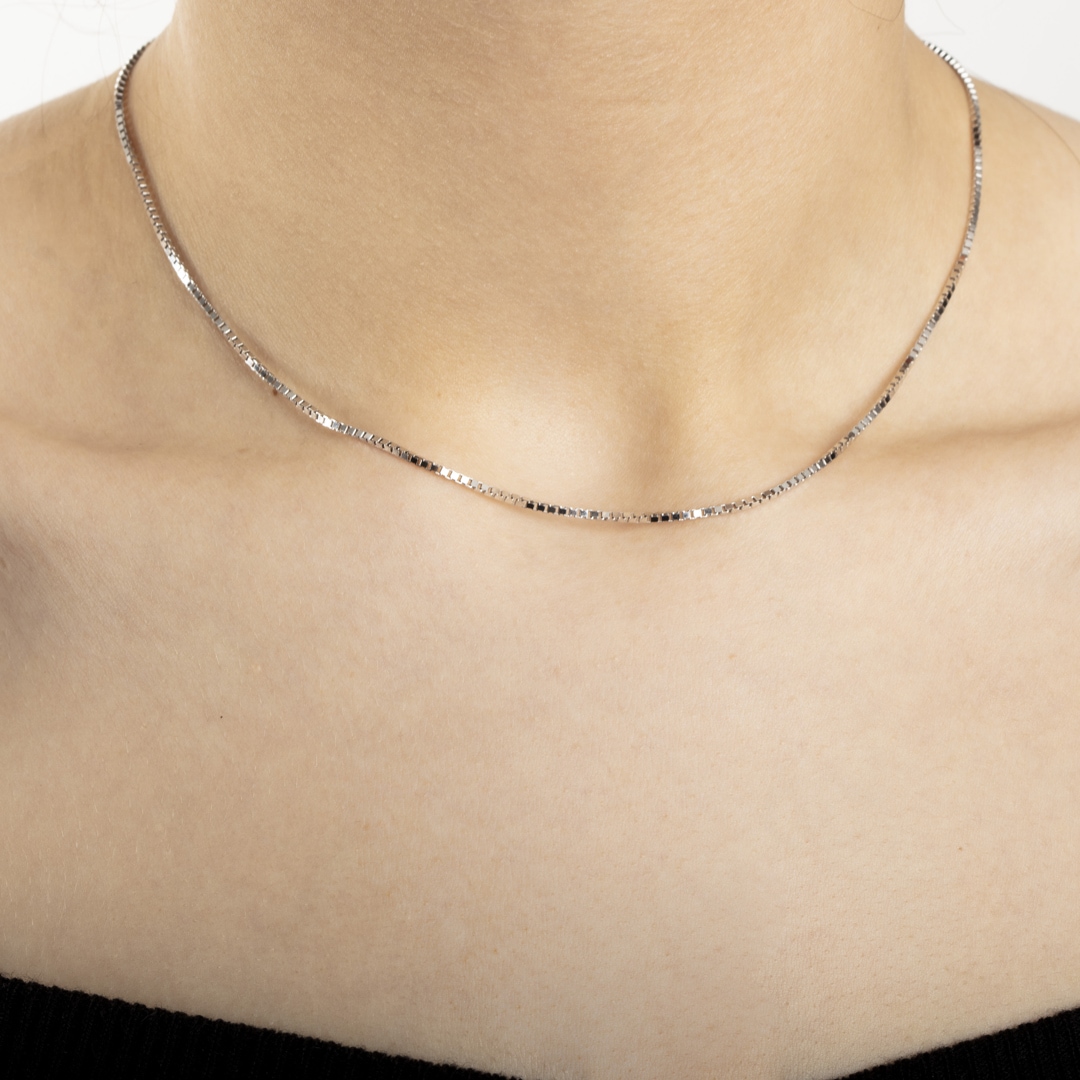 Venezianerkette diamantiert 750/18 K Weissgold 1.3mm