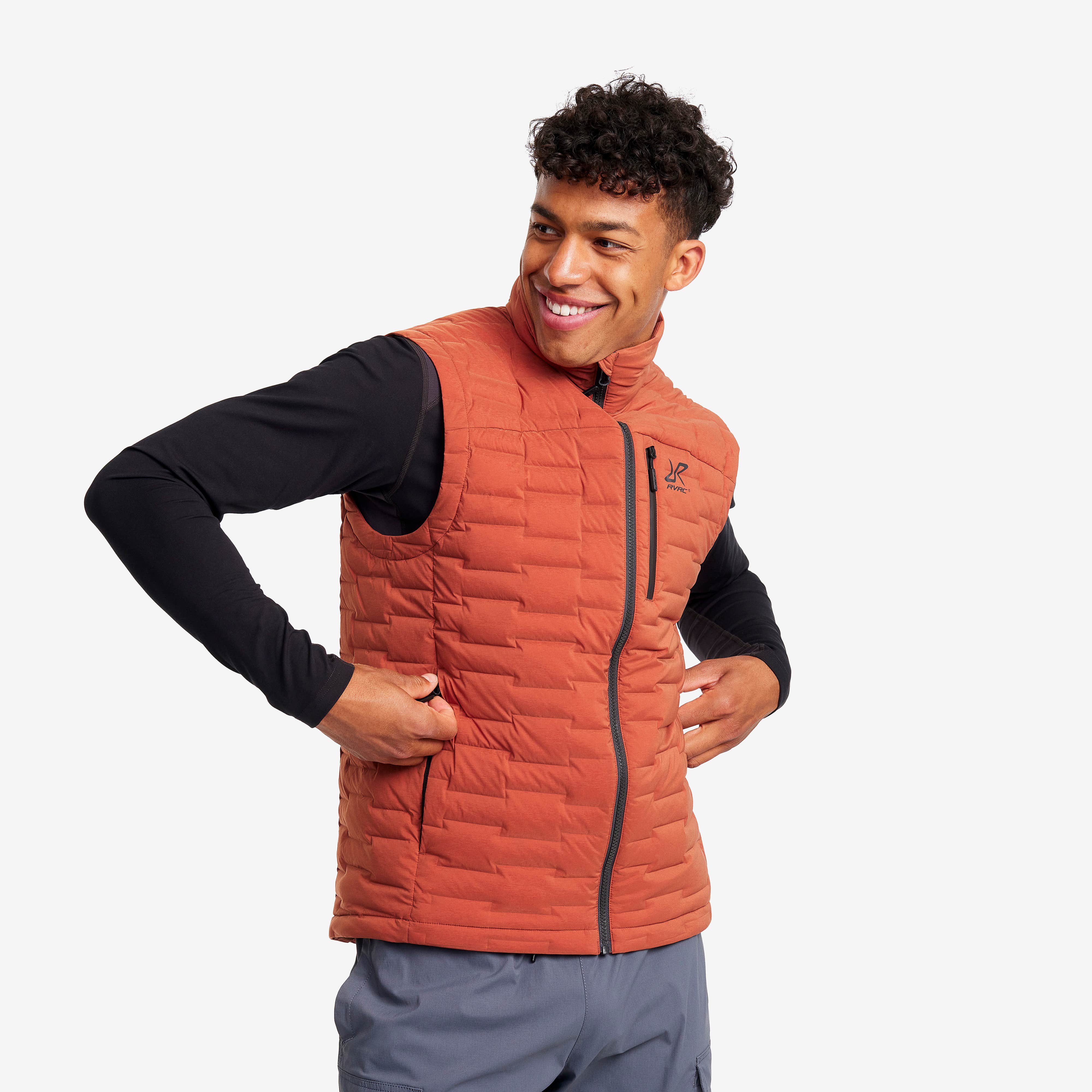 Flex Stretch Down Vest Herre Rusty Orange