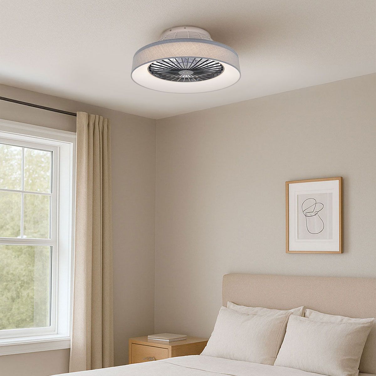Plafondventilator grijs met ster effect 47cm incl. LED dimbaar met afstandsbediening - Emily