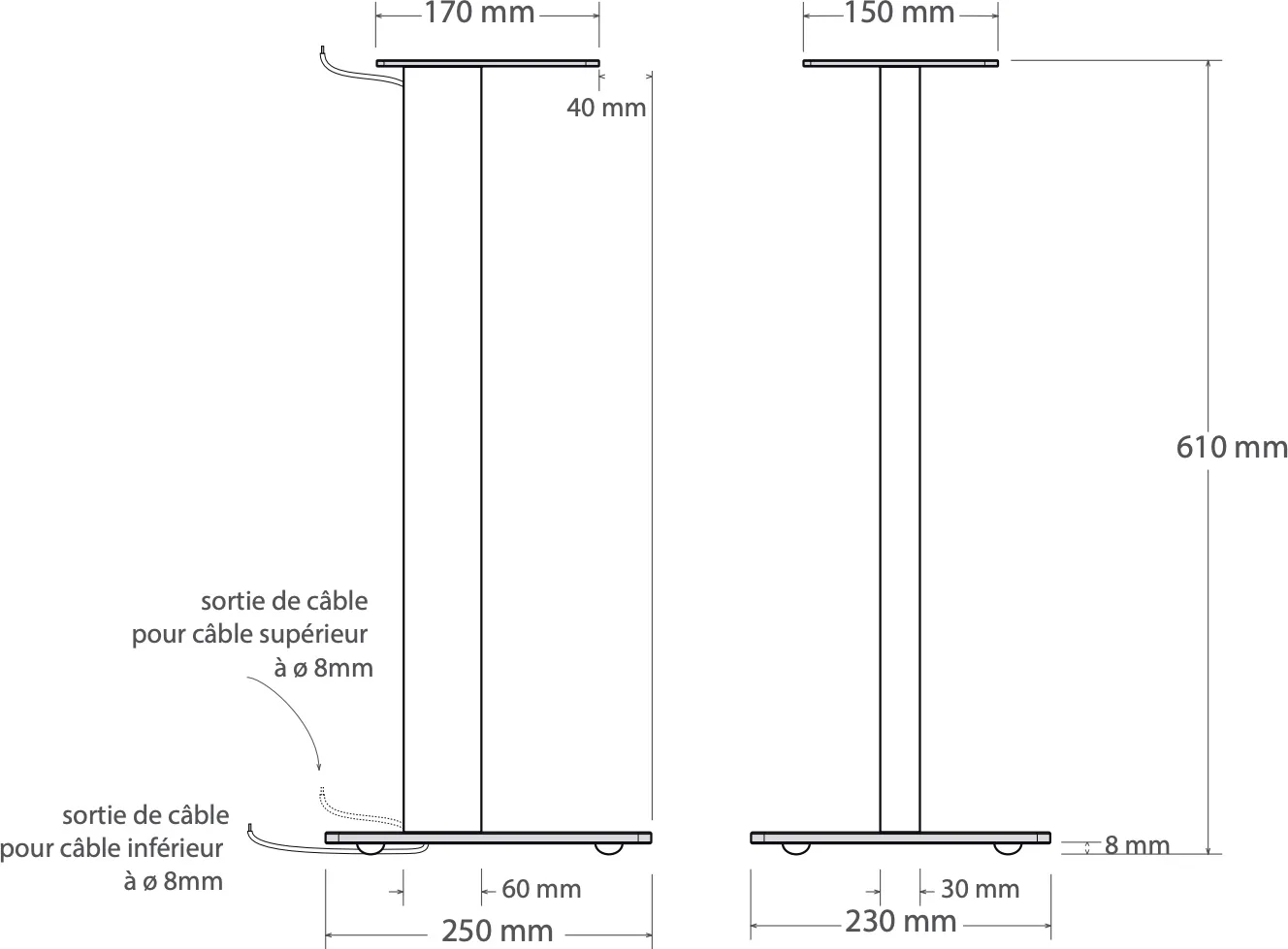 NorStone Esse Stand Noir satin (la paire) Pieds pour enceintes