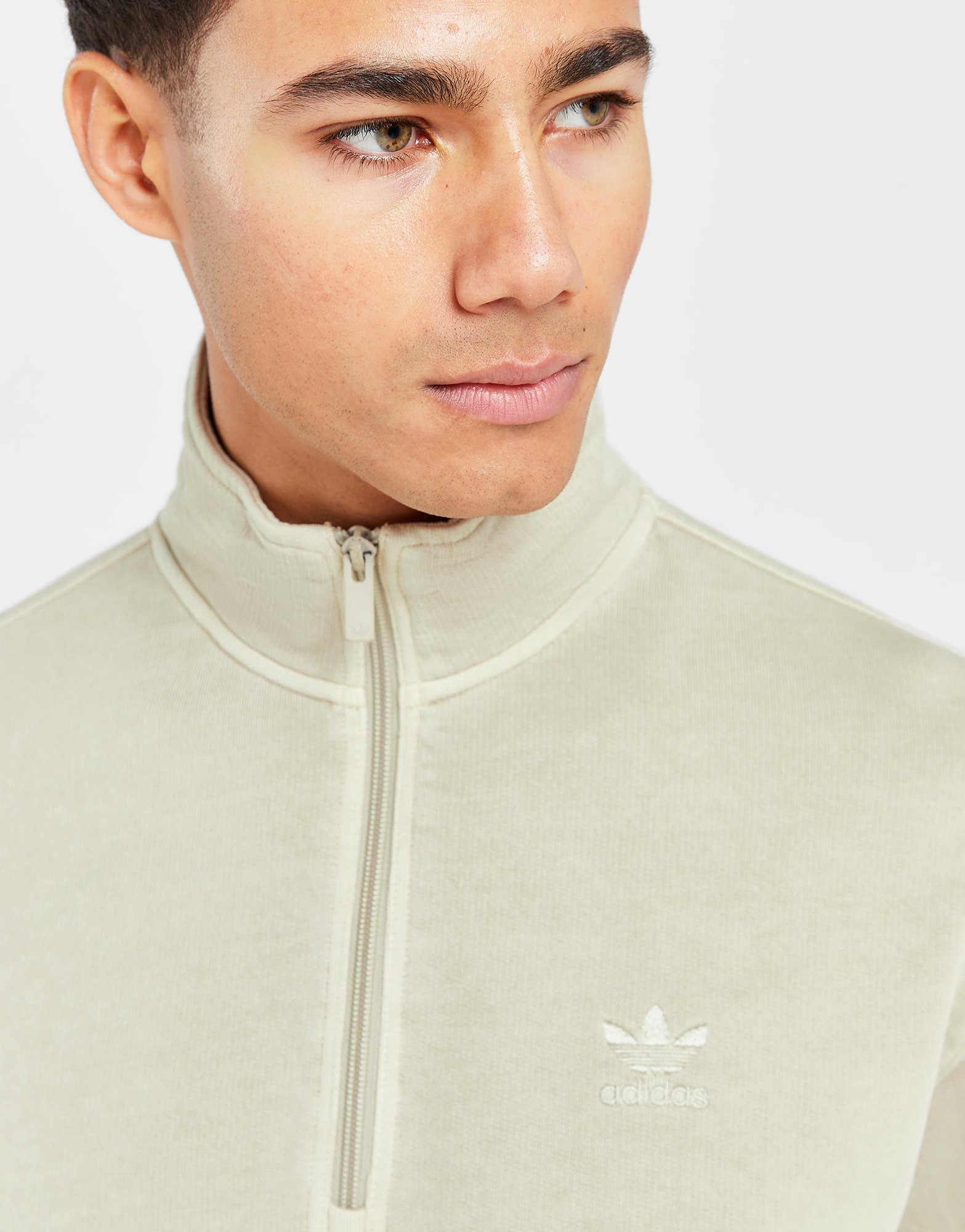 adidas Sweat-shirt ras-du-cou demi-zip teint Trèfle Essentials+