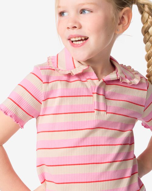 t-shirt enfant avec col polo rose