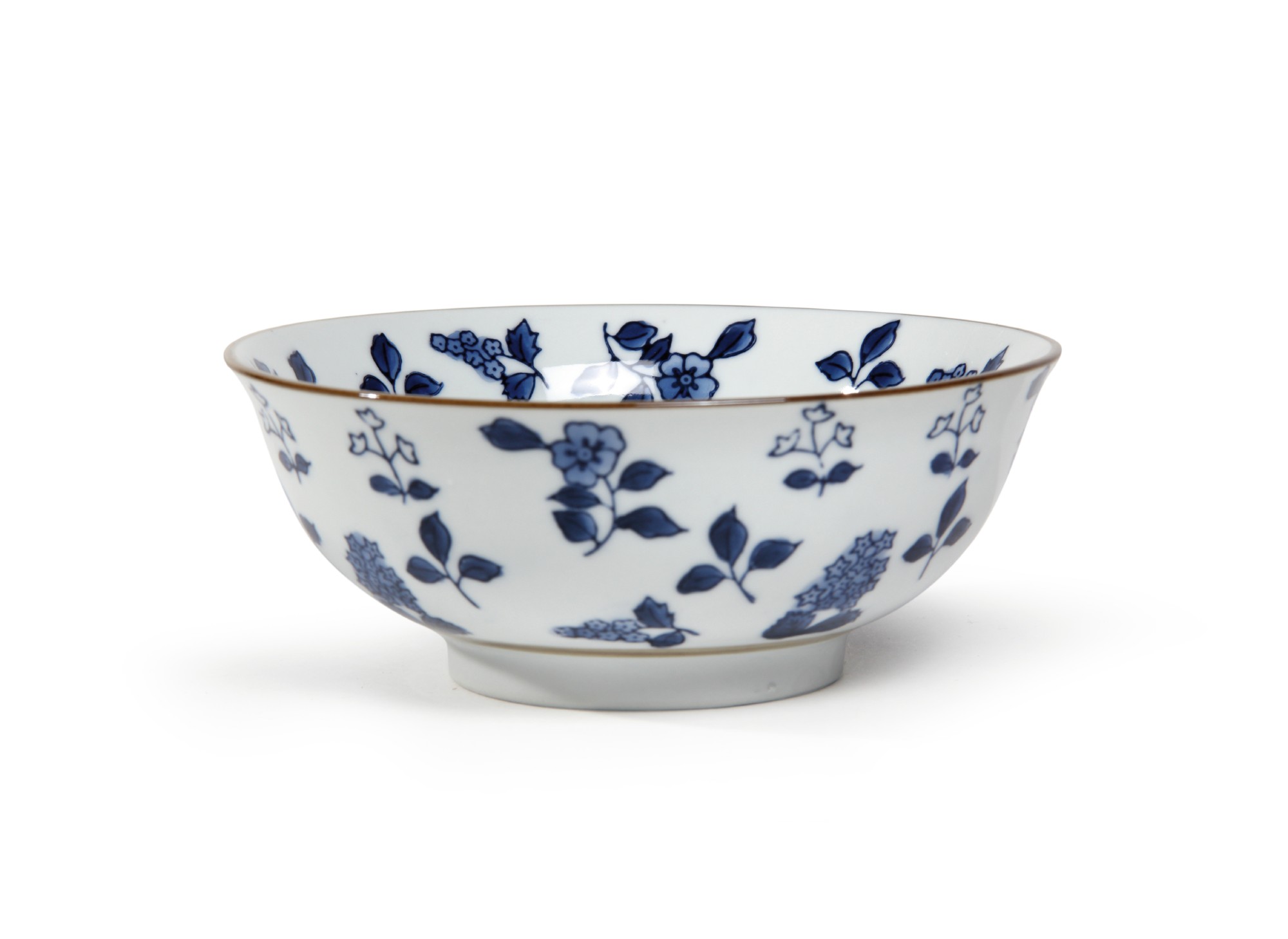 Suppenschale Blumenmuster, weiß, blau, H 6,5 cm, Ø 15,5 cm von fischer's lagerhaus