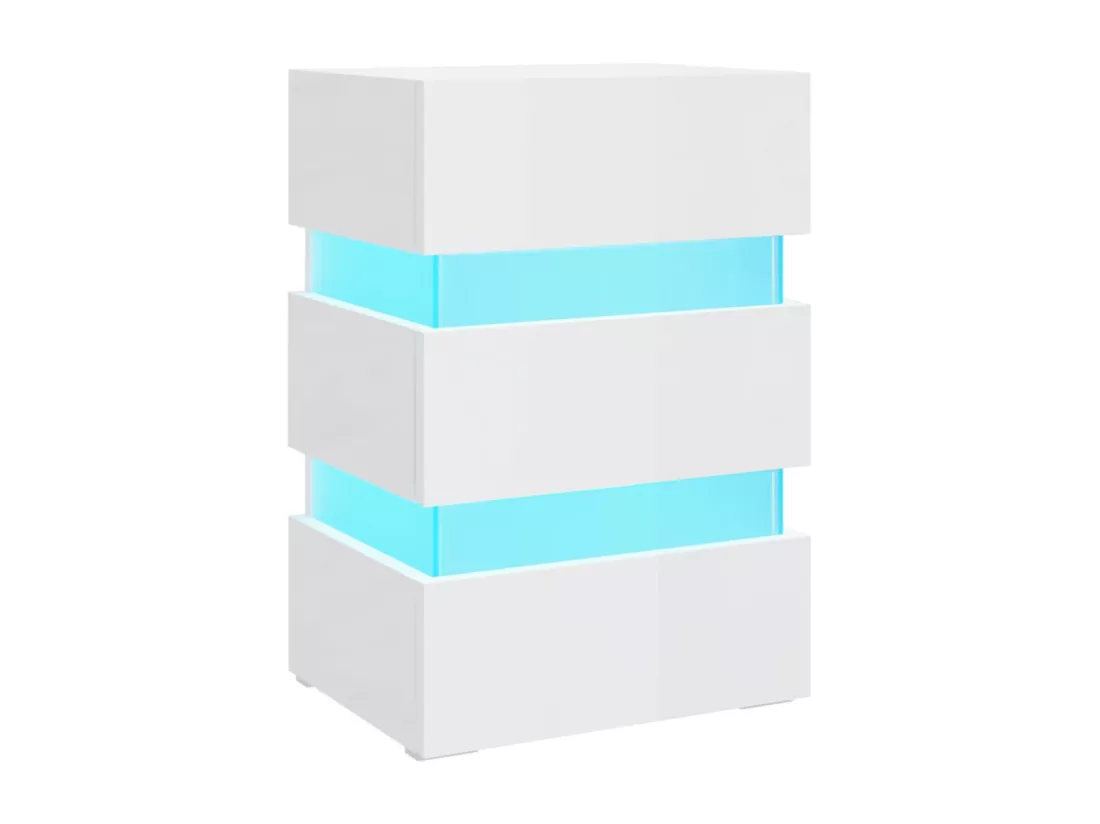 Table de chevet à LED blanc brillant 45x35x67 cm