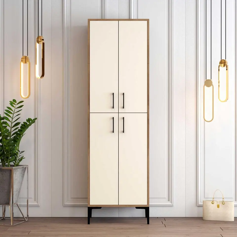 Emob Woody Modieus Schoenenkastje - 100% Melamine - Metalen Poten - Walnoot