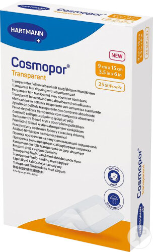 Hartmann Cosmopor Transparent 9x15cm Pansement Coussinet Absorbant 25 Pansements