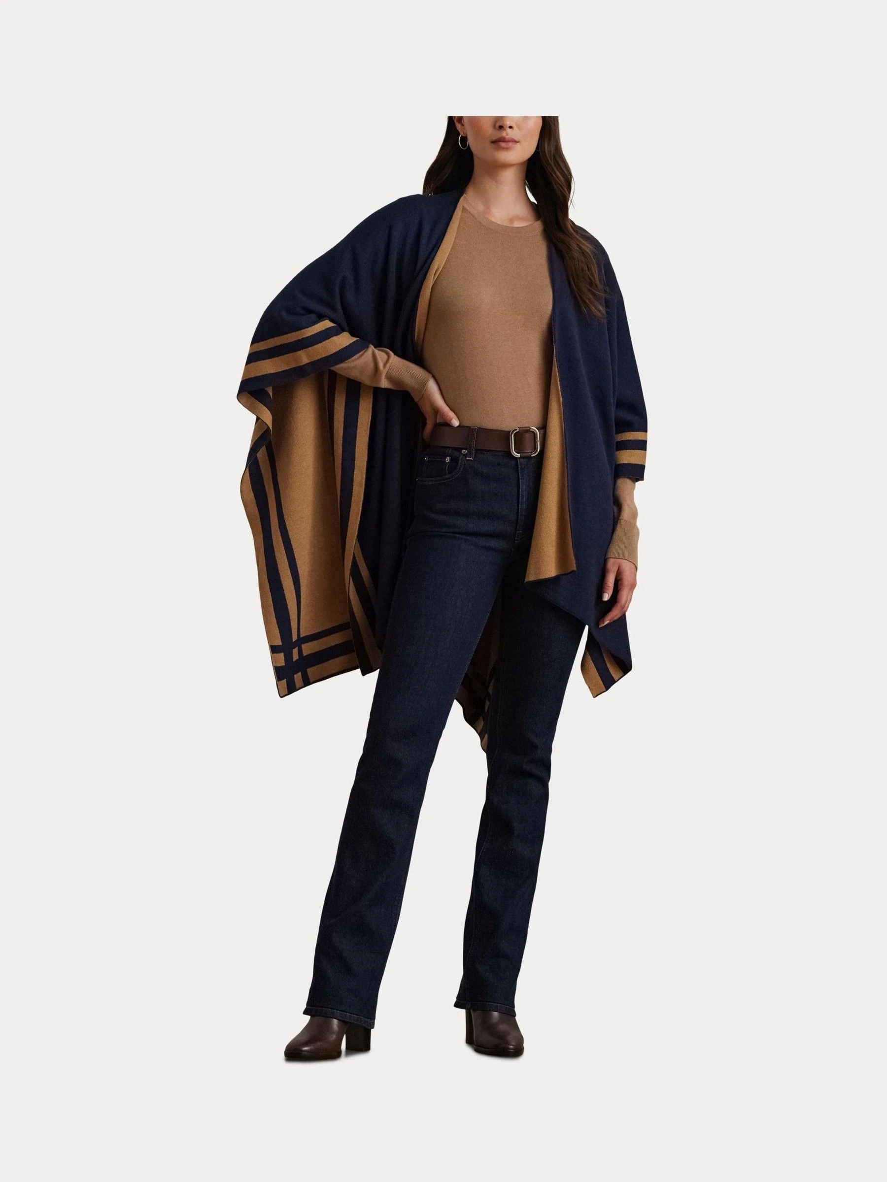 Lauren Ralph Lauren poncho van acryl met strepen