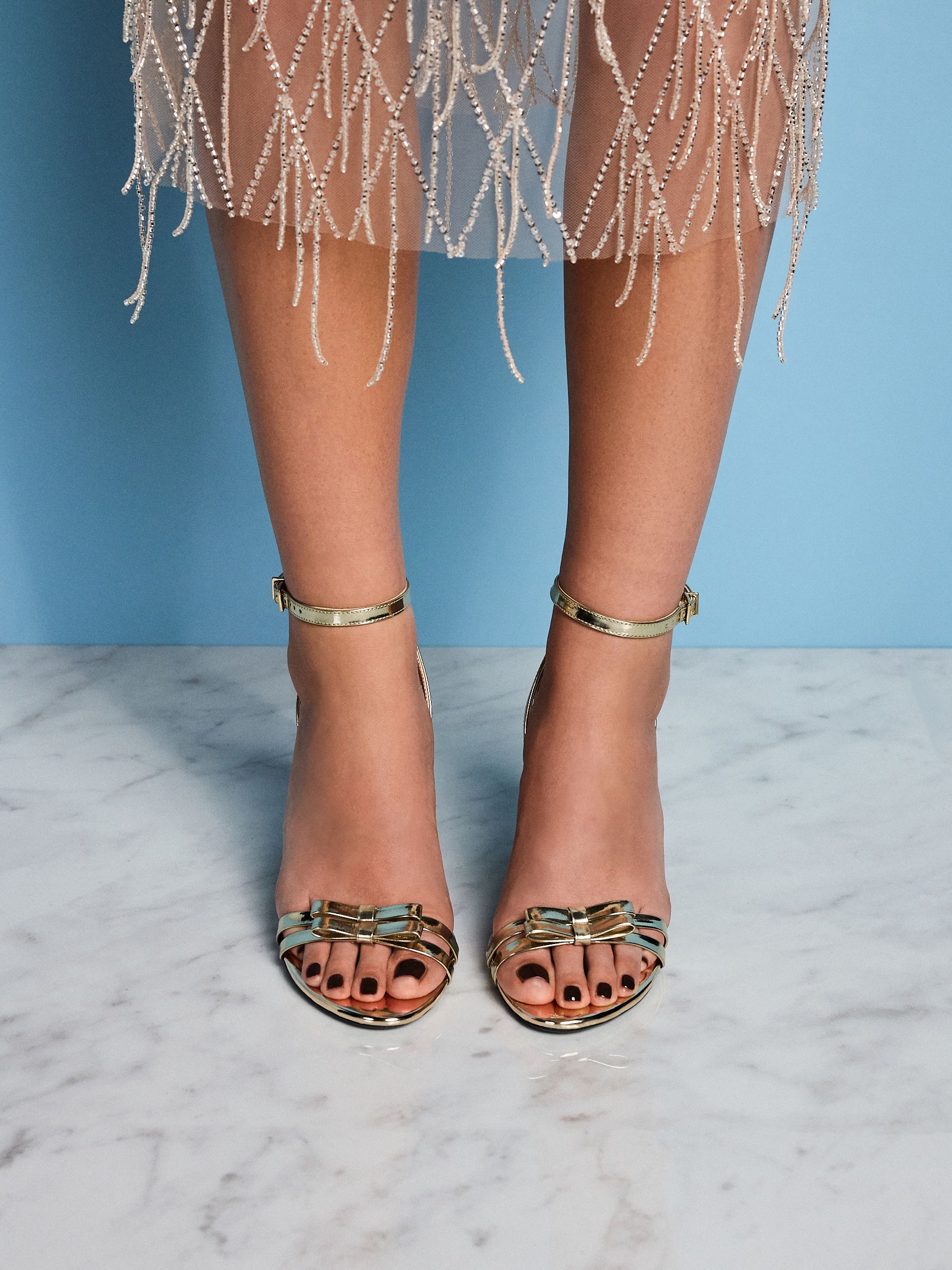 Goudkleurig leer - Tabitha Simmons X Next Midnight Siren Bow Detail Heeled Sandals