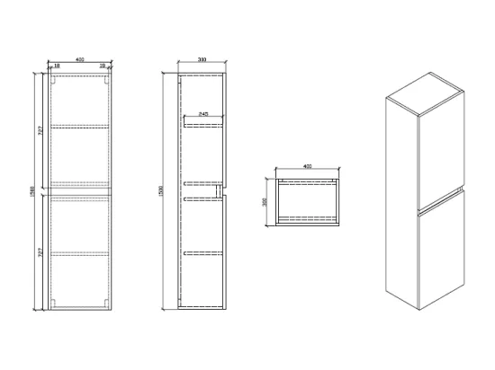 Grande armoire de rangement SIENA hauteur 150 cm noyer