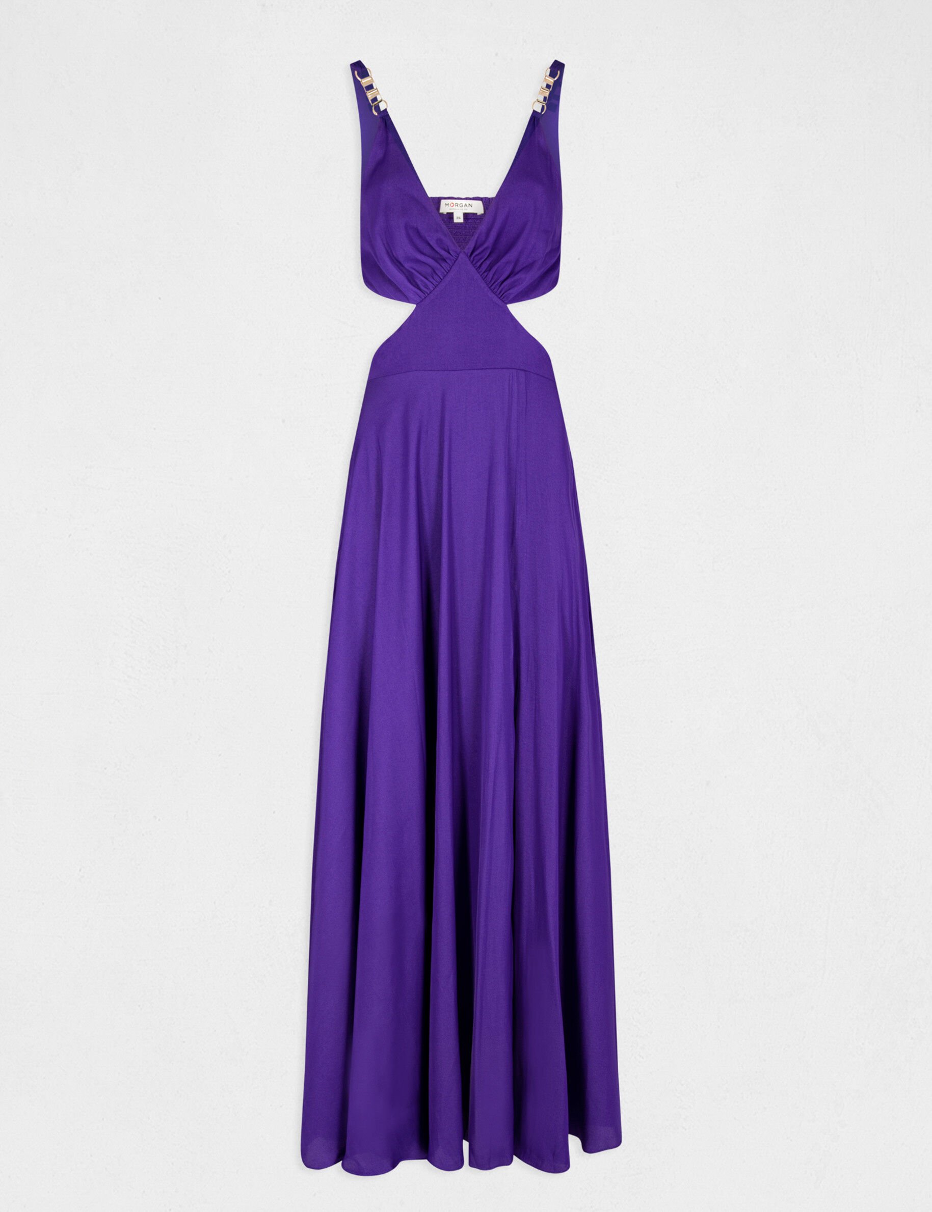 Robe longue évasée avec ouvertures violet fonce femme - violet_fonce