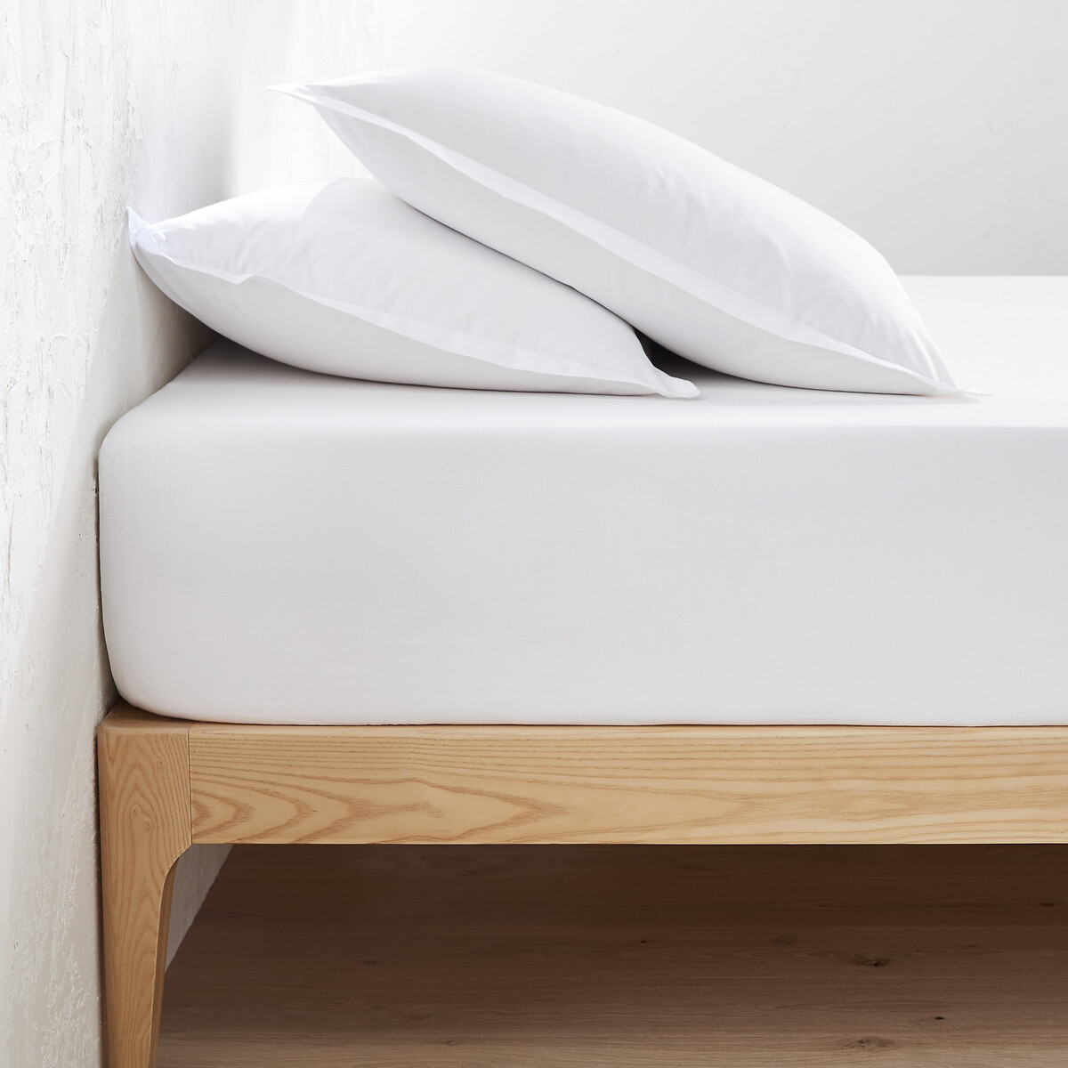 LA REDOUTE INTERIEURS<br>Lençol justo de algodão percal, bainha 30 cm Cenário