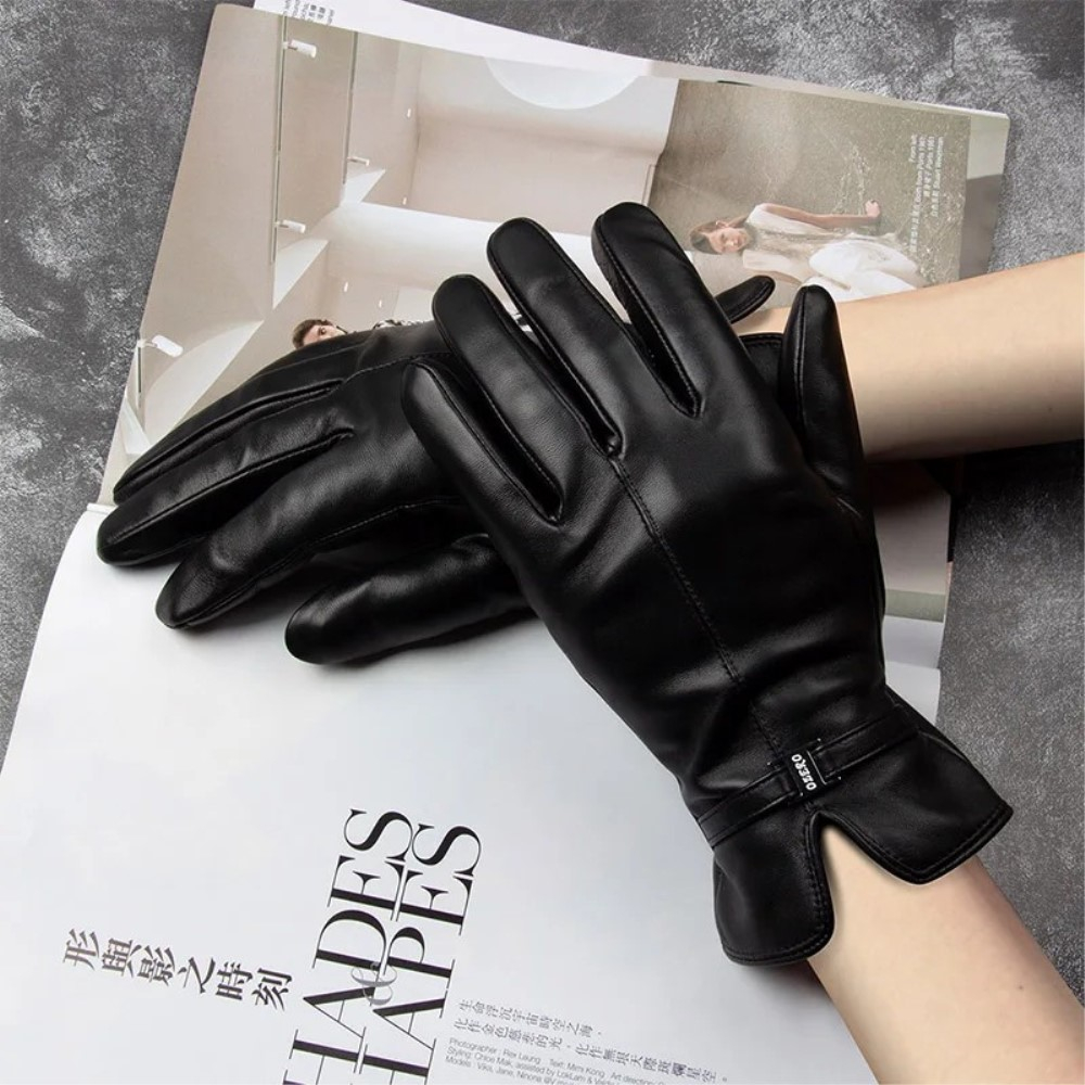 (1 Paar) Gr. M Damen Echtleder Handschuhe Kapazitive Touchscreen Handschuhe für Smartphone / Tablet - Schwarz