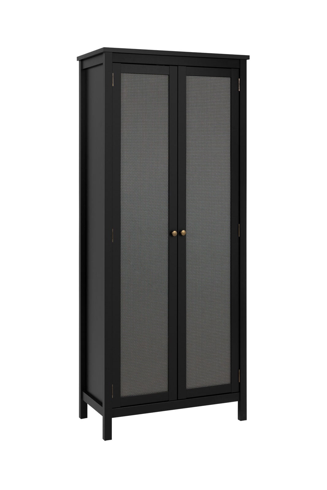 Vitrine CORDOBA 80 x 187 cm schwarz / Geflecht Nobel