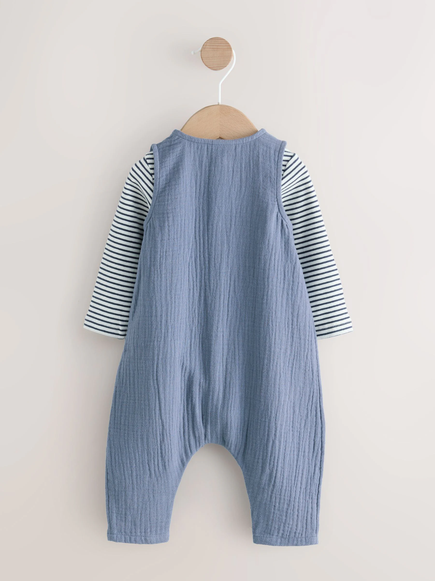 Blauw - Babyset van tuinbroek en rompertje (0 mnd-2 jr)