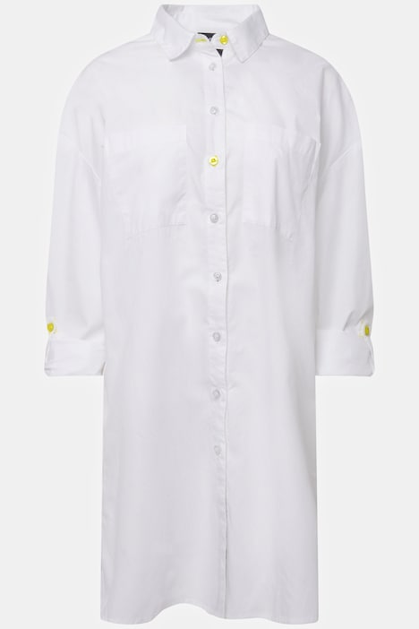 Long Bluse, Hemdkragen, Langarm