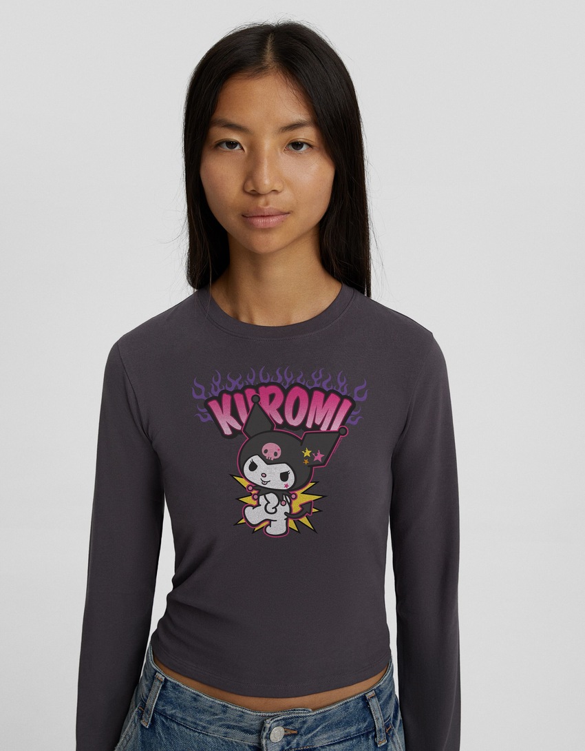 Camiseta de manga comprida com estampa Kuromi