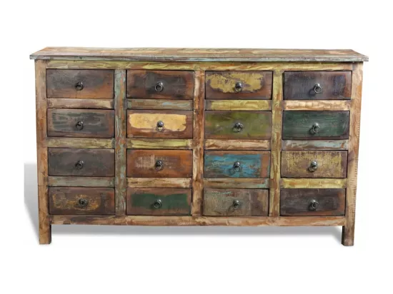 Armoire avec 16 tiroirs en style antique Bois massif recyclé