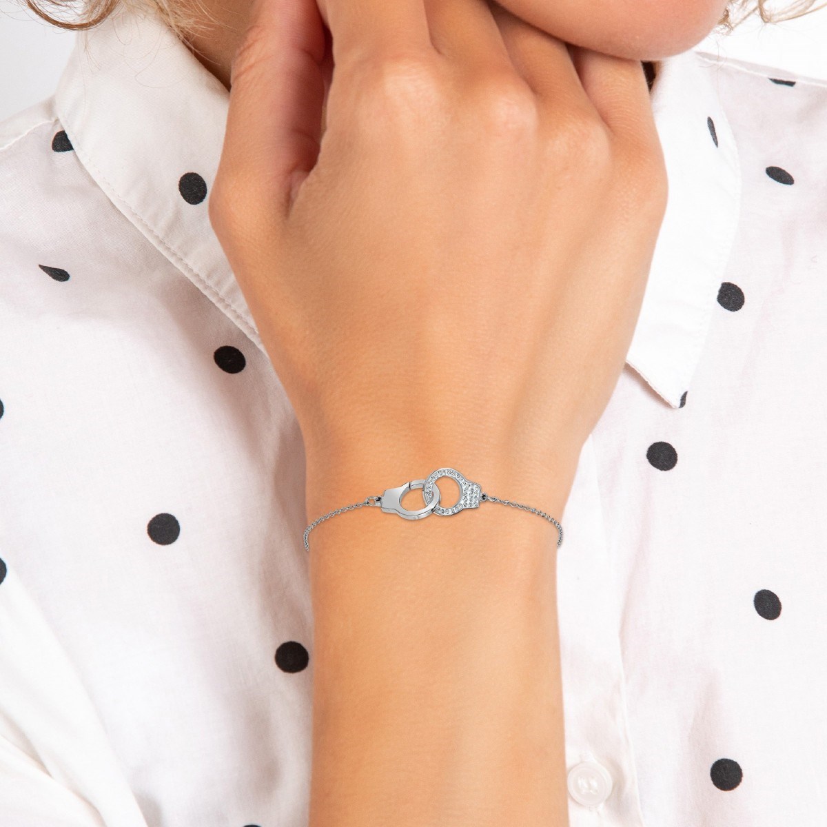 Bracelet menottes SC Crystal orné de Cristaux scintillants
