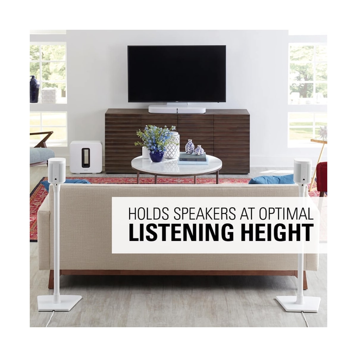SANUS Gulvstativ for Sonos One SL Play:1 Play:3 Par Hvit