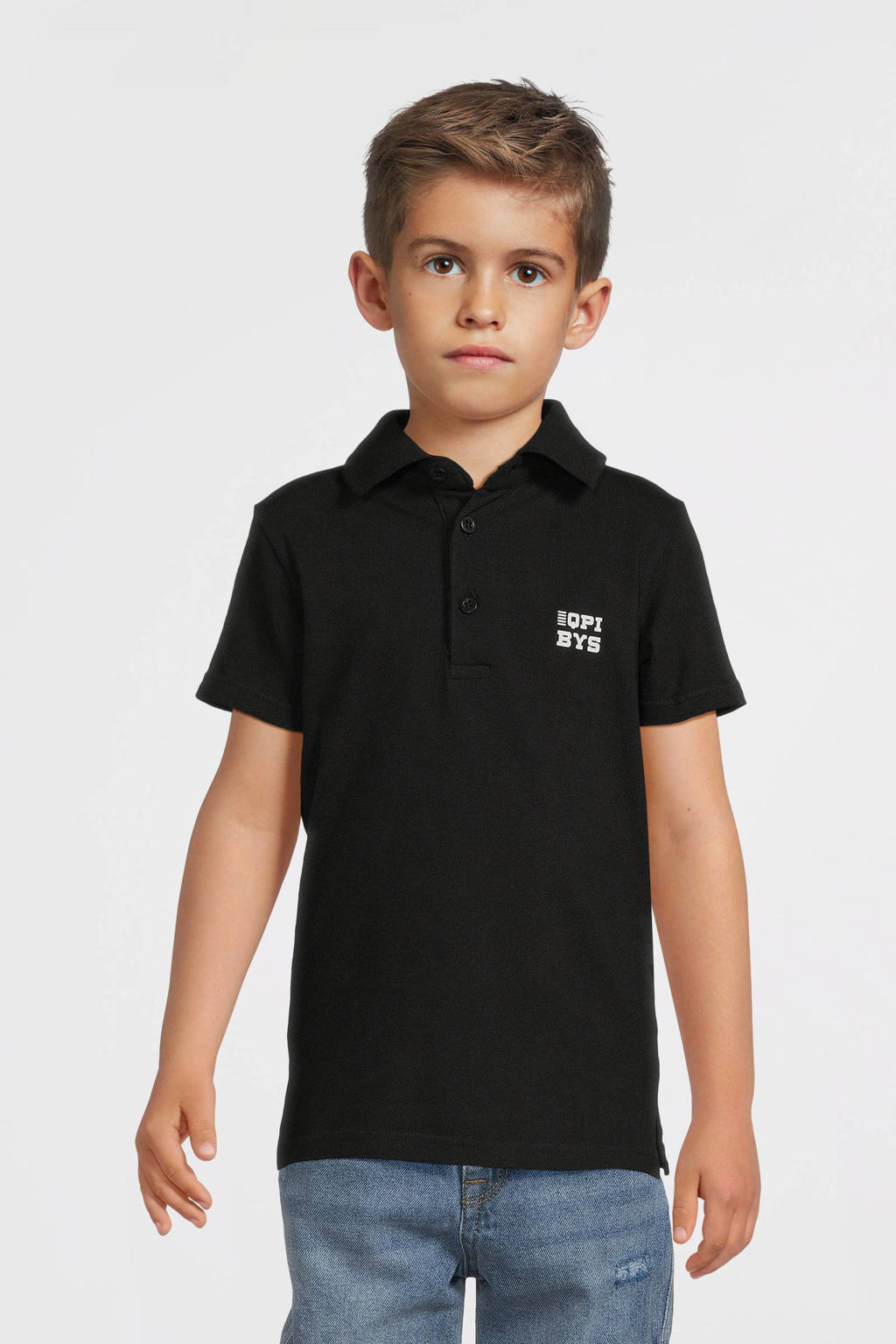 Quapi polo met tekst zwart/wit