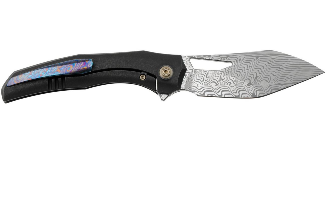 WE Knife Ignio WE22042B-DS1 Hakkapella Damasteel, Titanium, zakmes, Toni Tietzel design