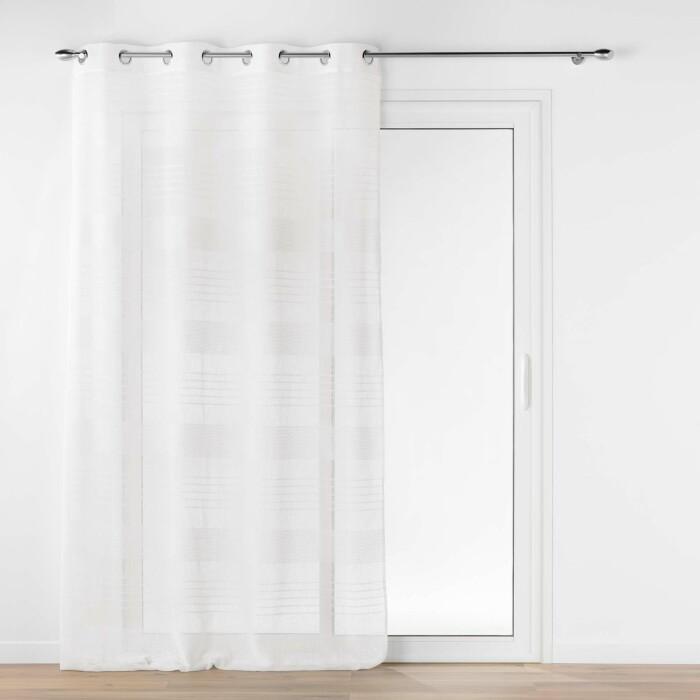 PANNEAU OEILLETS 140X240CM EFFET LIN TISSE JANICE BLANC