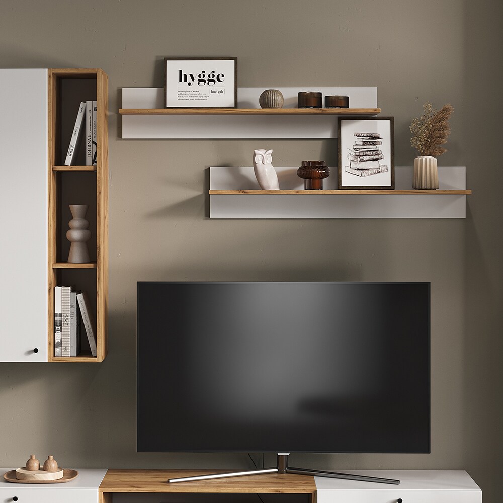 Vicco Wandregal Anteo 2er-Set, Weiß Oak, 100 x 20 cm, moderne Wohnzimmer Serie