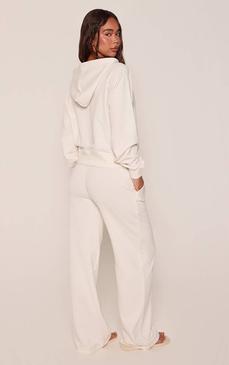 Crème Jogging Jambes Larges En Molleton Bouclette Léger