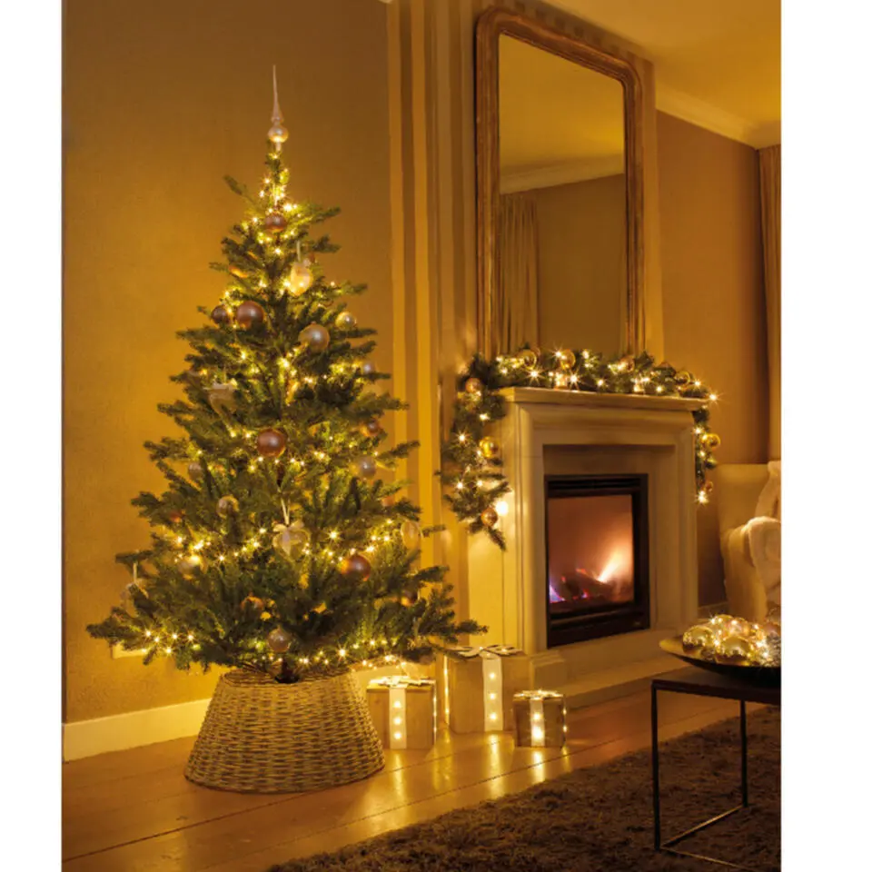 Decoris Kerstboomrok/mand - bruin - wilg hout - D70 x H28 cm
