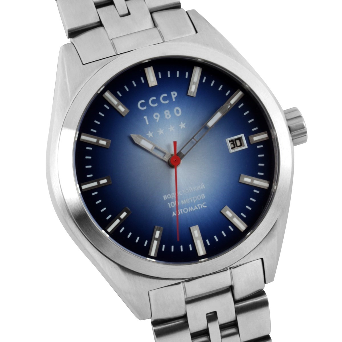 Montre automatique avec date bracelet acier inoxydable SHCHUKA