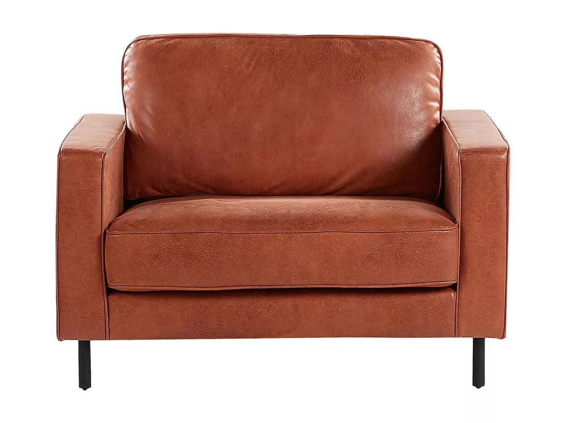 Ensemble canapé et fauteuil en cuir PU marron doré 4 places SAVALEN