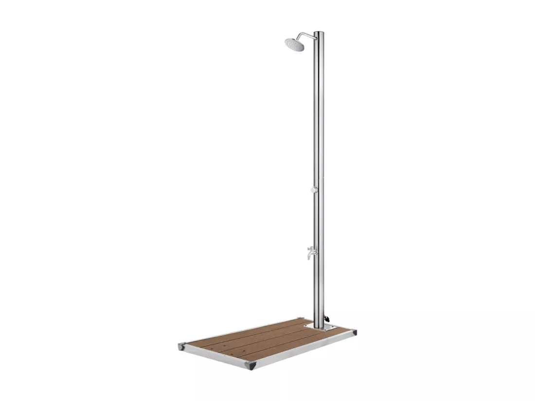 Prolenta Premium - Douche de jardin avec base marron 220 cm Acier inoxydable