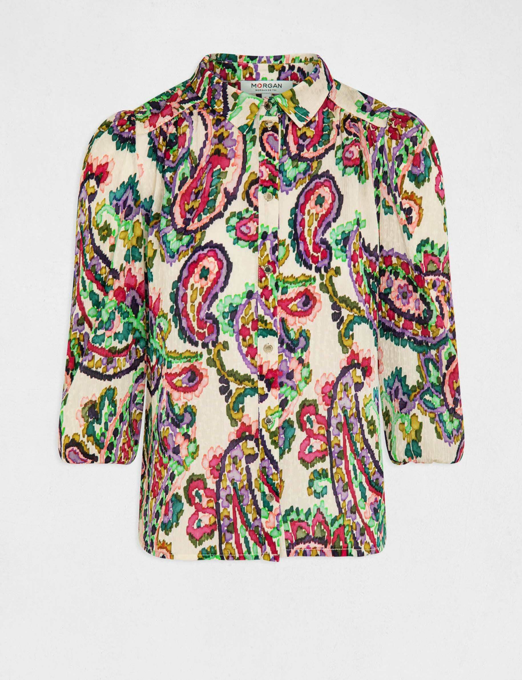 Chemise manches 3/4 imprimé cachemire multico femme - multico