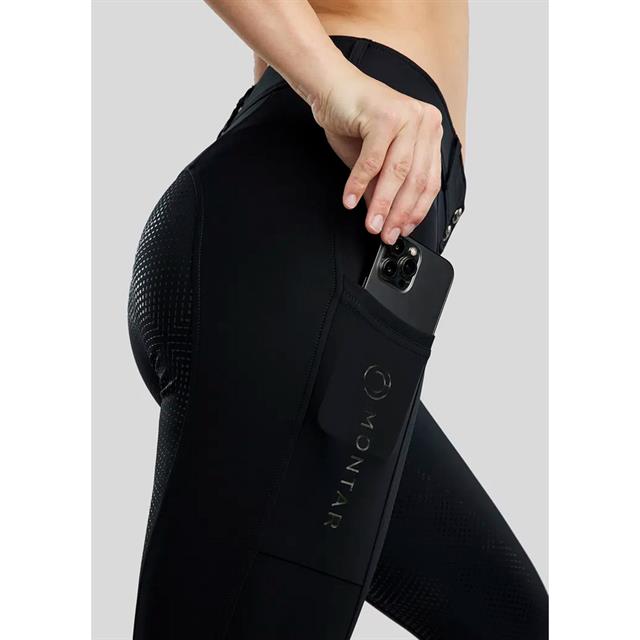Paardrijbroek Montar MOZira Refined With Compression Full Grip Zwart