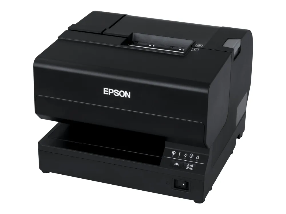 Epson TM J7700 - Kvitteringsprinter - blækprinter - Rulle (8,3 cm), 230 x 297 mm - op til 98 mm/sek. - USB 2.0, LAN - skærer - hvid