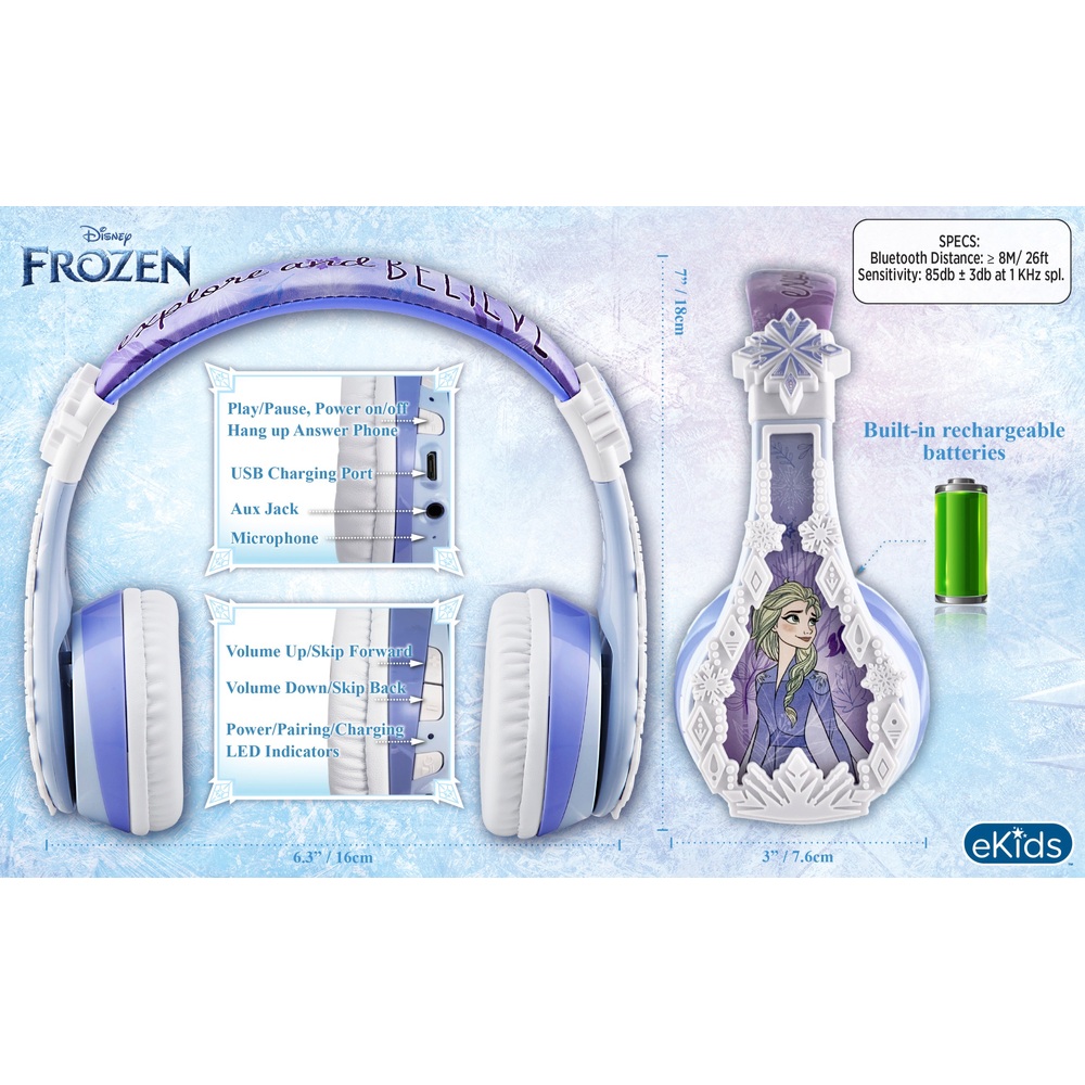 Kabellose Bluetooth-Kopfhörer für Kinder (Frozen)