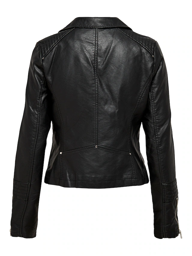 ONLY Lederimitatjacke »ONLGEMMA – Bikerjacke mit asymmetrischem Reissverschluss« tailliert, casual, Lederimitat, Reissverschlusstaschen
